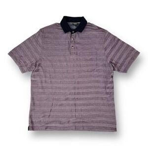 Elite Peter England Purple Stripe Mercerised Cotton S/S Polo Mens Size XL